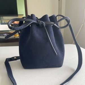 Mansur Gavriel Suede Mini Bucket Bag - Navy Suede